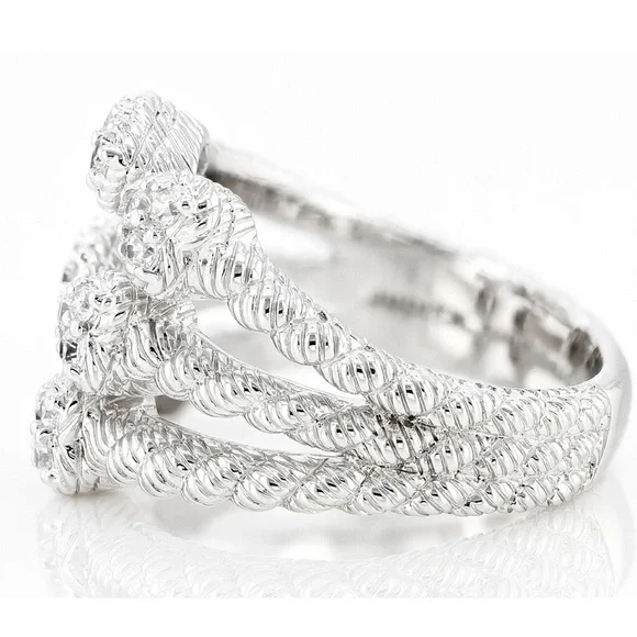 Judith Ripka Silver CZ Cluster Ring - Picture 3 of 13